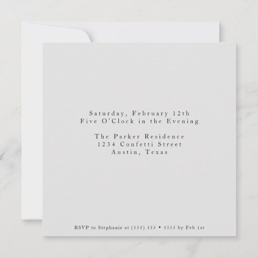 モダンヴィンテージカクテルと会話パーティー 招待状 (裏面)