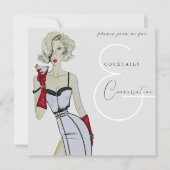 モダンヴィンテージカクテルと会話パーティー 招待状 (正面)