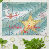 モダンヴィンテージカスタムクリスマスツリーオーナメント日 キッチンタオル (折り畳み)