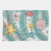 モダンヴィンテージカスタムクリスマスツリーオーナメント日 キッチンタオル (横)