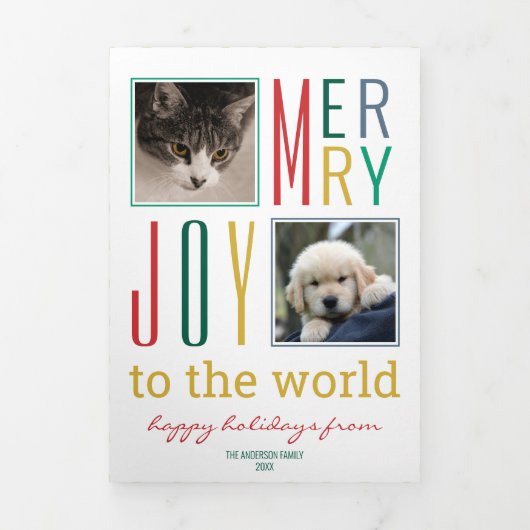 モダンヴィンテージカラーのクリスマス数々の写真 三つ折りクリスマスカード (カバー)