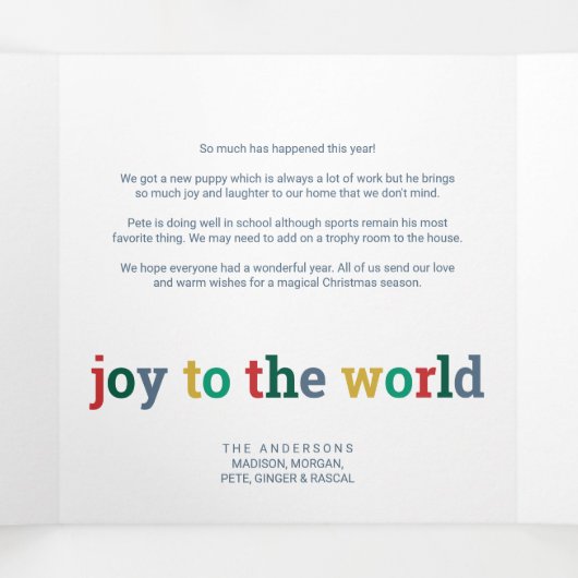 モダンヴィンテージカラーレトロクリスマス4写真 三つ折りクリスマスカード (内部中)