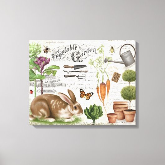 モダンヴィンテージガフランスのーデンラビット キャンバスプリント (正面)