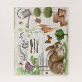 モダンヴィンテージガフランスのーデンラビット ジグソーパズル (縦)