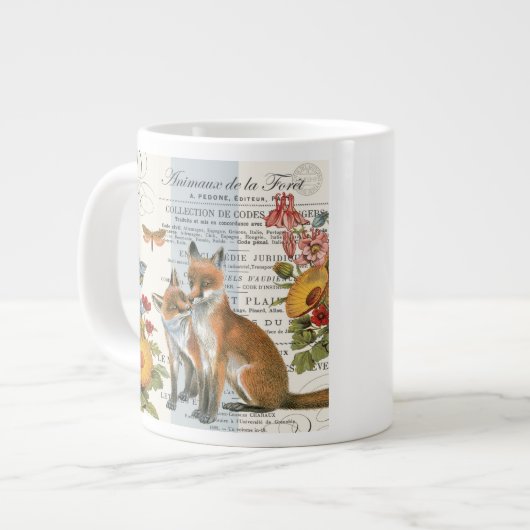 モダンヴィンテージキツネ ジャンボコーヒーマグカップ (正面左)