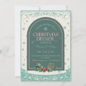 モダンヴィンテージクラシック冬クリスマスディナー 招待状 (正面)