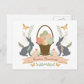 モダンヴィンテージグラフィック復活祭コラージュ シーズンポストカード (正面/裏面)