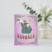 モダンヴィンテージグルジア州の地図 – グレープパープル ポストカード (スタンド正面)