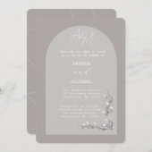 モダンヴィンテージグレーアーチ結婚式招待状 招待状 (正面/裏面)
