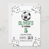 モダンヴィンテージサッカー戦術誕生日 招待状 (正面)