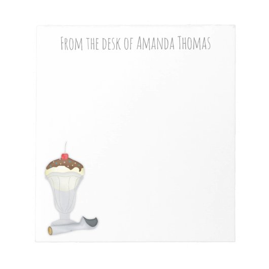 モダンヴィンテージシンプルアイスクリームサンデおもしろい ノートパッド (正面)