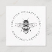 モダンヴィンテージシンプルビーハニー白黒 スクエア名刺 (正面)