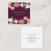 モダンヴィンテージシンプルフローラピンクローズビジネス スクエア名刺 (正面/裏面)