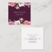 モダンヴィンテージシンプルフローラピンクローズビジネス スクエア名刺 (正面/裏面)