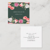モダンヴィンテージシンプルフローラピンクローズビジネス スクエア名刺 (正面/裏面)