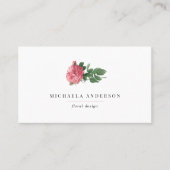 モダンヴィンテージシンプルフローラピンクローズビジネス 名刺 (正面)