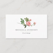 モダンヴィンテージシンプルフローラピンクローズ 名刺 (正面)