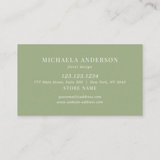 モダンヴィンテージシンプルフローラホワイトローズ 名刺 (裏面)