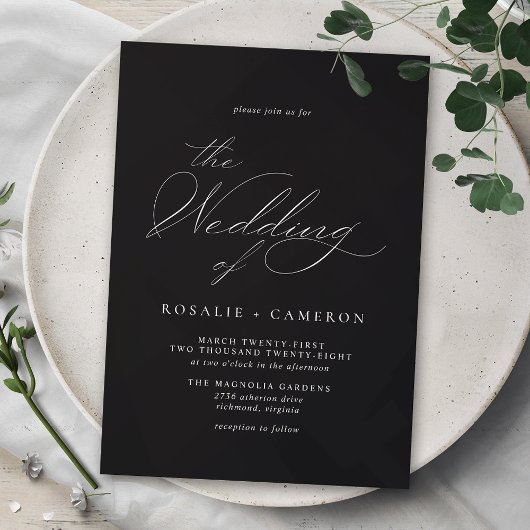 モダンヴィンテージスクラシッククリプトMoody Black結婚の 招待状