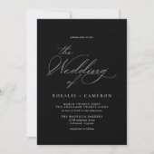 モダンヴィンテージスクラシッククリプトMoody Black結婚の 招待状 (正面)