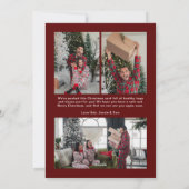 モダンヴィンテージスクリプト濃赤色4枚の写真クリスマス シーズンカード (裏面)
