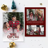 モダンヴィンテージスクリプト濃赤色4枚の写真クリスマス シーズンカード