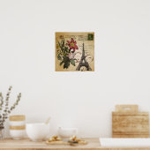 モダンヴィンテージスクリプトlily parisエッフェルタワー ポスター (キッチン)