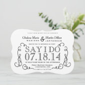 モダンヴィンテージスクロール結婚式招待状テンプレート 招待状 (スタンド正面)