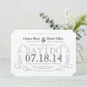 モダンヴィンテージスクロール結婚式招待状テンプレート 招待状 (スタンド正面)