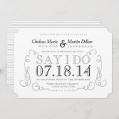 モダンヴィンテージスクロール結婚式招待状テンプレート 招待状 (正面/裏面)