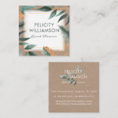 モダンヴィンテージセージフローラ&クラフト紙 スクエア名刺 (正面/裏面)