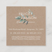 モダンヴィンテージセージフローラ&クラフト紙 スクエア名刺 (裏面)