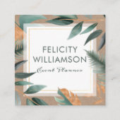 モダンヴィンテージセージフローラ&クラフト紙 スクエア名刺 (正面)