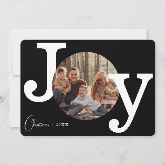 モダンヴィンテージタイプライター家族クリスマスフォト シーズンカード (正面)