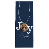 モダンヴィンテージタイプライター家族クリスマスフォト ワインギフトバッグ (裏面)