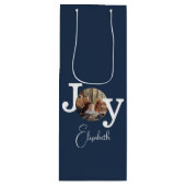 モダンヴィンテージタイプライター家族クリスマスフォト ワインギフトバッグ (正面)