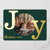 モダンヴィンテージタイプライター家族クリスマスフォト 箔シーズンカード (正面)