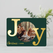 モダンヴィンテージタイプライター家族クリスマスフォト 箔シーズンカード (立ち正面)