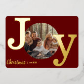 モダンヴィンテージタイプライター家族クリスマスフォト 箔シーズンカード (正面)