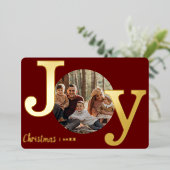 モダンヴィンテージタイプライター家族クリスマスフォト 箔シーズンカード (立ち正面)