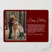 モダンヴィンテージタイプライター家族クリスマスフォト 箔シーズンカード (裏面)