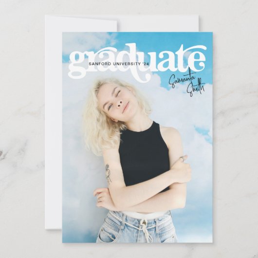 モダンヴィンテージタイポグラフィ写真部卒業 招待状 (正面)