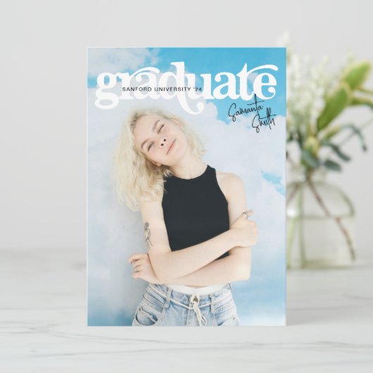 モダンヴィンテージタイポグラフィ写真部卒業 招待状 (スタンド正面)