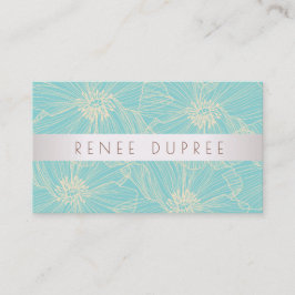 モダンヴィンテージターコイズフローラ美しいサロン 名刺