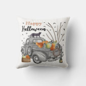 モダンヴィンテージトラックハッピーハローウィン クッション (裏面)