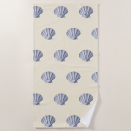 モダンヴィンテージネイビーブルーオンベージュクリーム ビーチタオル