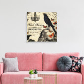 モダンヴィンテージハロウィンのカラスとスカル キャンバスプリント (インサイチュ (リビング))