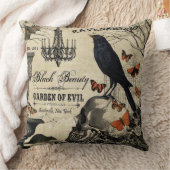 モダンヴィンテージハロウィンのカラスとスカル クッション (ブランケット)