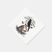 モダンヴィンテージハロウィンのカラスとスカル スタンダードカクテルナプキン (角)