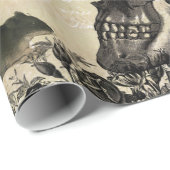 モダンヴィンテージハロウィンのカラスとスカル ラッピングペーパー (ロールコーナー)